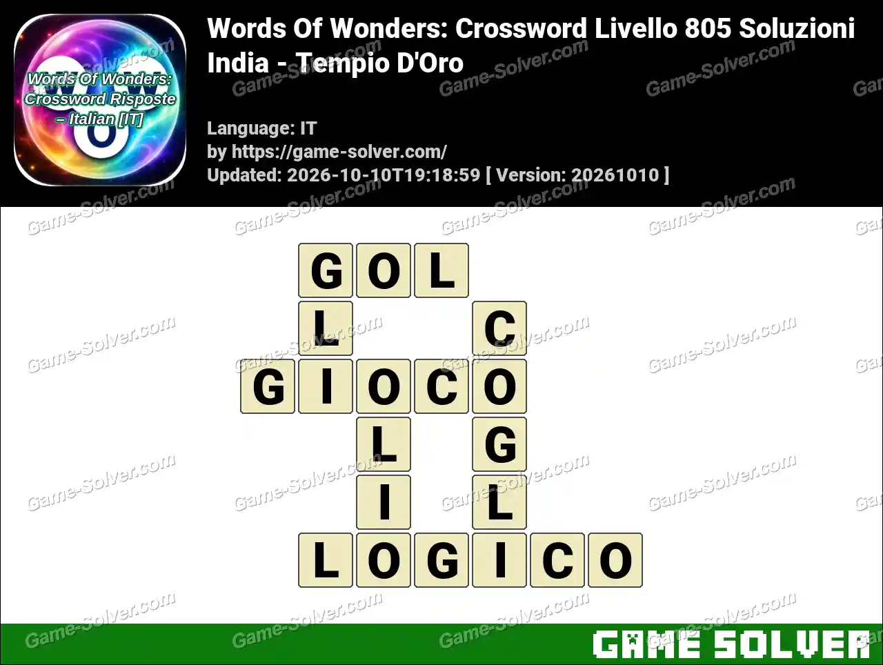 Words Of Wonders: Crossword Livello 805 Soluzioni – India – Tempio D’Oro